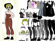 Screenshot of Dress Up Del game featuring the confident female character ready to be styled with a variety of bold, attitude-filled clothing and accessories; play free online
