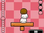 Mochistacker game screenshot: stacking kawaii mochi characters online, free physics puzzle game on PlayArcadeHub