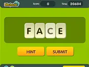 Word Builder online puzzle game screenshot showing scrambled letters in a grid and a hint button for players to form a correct English word