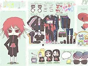 Chibi Sasori Dress Up online game, Sasori of the Red Sand anime character chibi customization, free Akatsuki fashion game