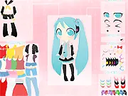 Hatsune Miku in a stylish outfit from the free online dress up game with her iconic teal twintails