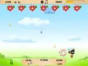 Beemania free online game, casual game with a bee collecting honey drops, avoiding rain and bombs, PlayArcadeHub gameplay screenshot