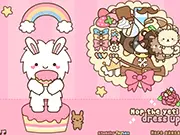 Mop The Yeti Dress Up game screen showing the cute, furry, white yeti wearing a funny hat and accessory outfit.