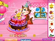 Screenshot of Christmas Cake Chef game, showing a beautifully decorated festive holiday cake, play free online decoration game