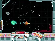 Blastoidz free online arcade shooter game screenshot, spaceship firing at asteroids and alien invaders in a black space background
