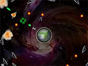 Attackers Three-Sixty free online shoot-'em-up game, defending planets from 360 degrees of UFO attackers and plasma balls