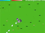 Twilight Sparkle Pest Exterminator game, shoot Parasprites, save bunnies online, free arcade shooter