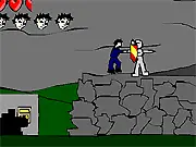 Screenshot of the Reventure 2D pixel art game showing the hero character Tim holding the Sword of Legend, standing near a castle.