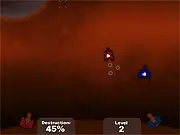 Stop the Aliens free online shooter game, three color-coded cannons defending a planet, wave defense gameplay screenshot