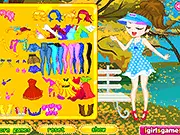 Autumn High-Waisted Pants Dress Up online game showing a girl in a stylish fall outfit with high-waisted trousers