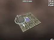 Cubor online game screenshot, showing a single large cube on a tiled platform, with on-screen arrows indicating the possible rolling directions in a 3D environment.
