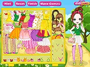 Fruity Cutie Dress Up online game with a girl wearing a fruit-themed dress and accessories