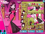 Draculaura Job Hunt free online dress up game screenshot, Monster High character styling for interview, Draculaura fashion model vs waitress game, PlayArcadeHub