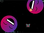Emojis in Space free online game screenshot, Clyde Panther's spaceship fighting emoji villains, 2D space shooter game