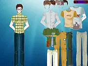 Screenshot of Daniel Dressup game showing a young man in formal wear, styling men's suits and ties, play free online fashion game