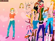 Screenshot of the Hailey Dress Up game showing a young girl, Hailey, smiling in a trendy outfit while surrounded by fashion items and clothing options.
