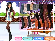 Winter Girl Fashion free online dress up game screenshot, female model wearing trendy winter clothes and stylish accessories on PlayArcadeHub.