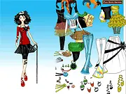 Funky Clothing Dressup free online fashion game with a girl wearing bold and colorful clothes