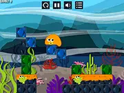 Aqua Jelly Puzzle online game where a blue blob is guided down by removing shapes