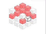 Play Lights Out 3D free online puzzle game. Screenshot of a 3D block puzzle that needs all faces to be turned white.
