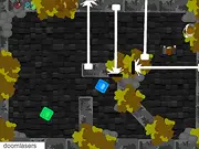 Revolution 2 free online action puzzle game screen, showing the player icon avoiding multiple enemies and moving toward the exit door.