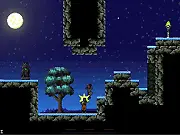 Sanguine 2 free online vampire action platformer game – Eleanor the vampire using her chain to traverse the dark landscape.