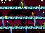 VH1 Divas Duets online game screenshot: Cartoon diva characters battling in a neon-lit arena, grabbing stars