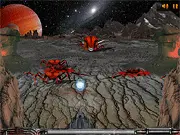 Screenshot of Danger Planet Flash showing the survivor exploring a desert area of the alien planet looking for the navigation beacon.