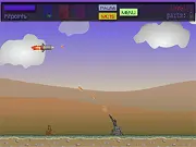 Screenshot of Flight of the missile online game showing a missile flying through space while dodging enemy bullets and lasers.