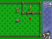IQ Marathon puzzle game screenshot - Placing directional markers to guide the cow through the maze