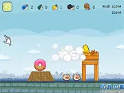 Play Snails Anger free online physics game, launching snails from a slingshot to destroy wooden and glass towers and defeat all the enemy pigs.