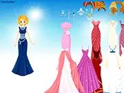 Chloe Gown Dressup free online game screenshot, Chloe wearing a large dress, adventure themed fashion game