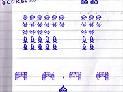 Notepad Invaders free online game screen showing hand-drawn style alien ships