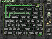 Play Hot Water free online pipe puzzle game, connect liquid source to drain, classic puzzle on PlayArcadeHub