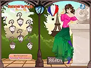 Summer in Paris Dress Up free online game screenshot, showing a styled fashionista character standing with the Eiffel Tower in the background.