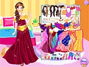 Screenshot of the Arab Princess Dress Up online game showing a beautiful princess ready to be styled with traditional clothes and jewelry.