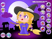 Young lovely sorceress character in a mystic outfit, ready for customization in the free online dress up game.