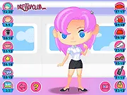 The Baby Airhostess character fully dressed in a stylish uniform, ready to board her first flight in the free online dress up game.