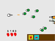 The Apocalypse online game screenshot, fighting green, blue, and orange zombies, free survival shooter on PlayArcadeHub