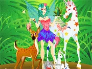 A custom-designed princess character with a blend of classic and modern fairy tale outfit elements in the free online game Fairy Tale Chick Maker