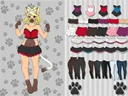 Anthro Maker free online character creator game, showing a stylized anthropomorphic animal doll being dressed up