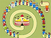 March Zuma free online game screenshot showing colorful units marching in a winding line and a launcher aiming to create a match