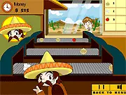 Mr. Barbeque free online game screenshot, shooting sticks through various types of food