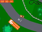 Cash Sprint racing game screenshot, small car racing against a blue ghost car on a simple track, free time trial racing game