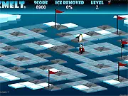 Darkmelt game screenshot, playing Darkmelt free online, character running on thin ice sheet, breaking ice platformer game