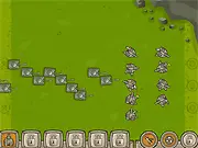 Way of Defense tower defense game screenshot, place turrets to create a path, call in airstrikes, play free strategy game online on PlayArcadeHub