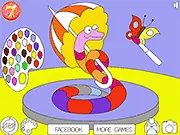 Snake and Butterfly Coloring free online game, showing the line art of a butterfly and a snake to be colored by the player.