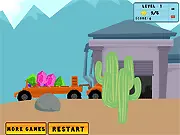 The Diamonds Transporter free online game screenshot, truck driving over a bumpy hill with diamonds in the cargo bed on PlayArcadeHub.