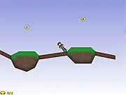 Pojuko pogo stick free online game, character jumping across a gap to collect a coin