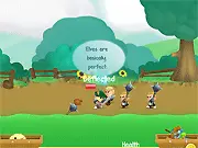 Coffee Break Hero free online RPG game screenshot showing a character battling an enemy and collecting skulls and loot